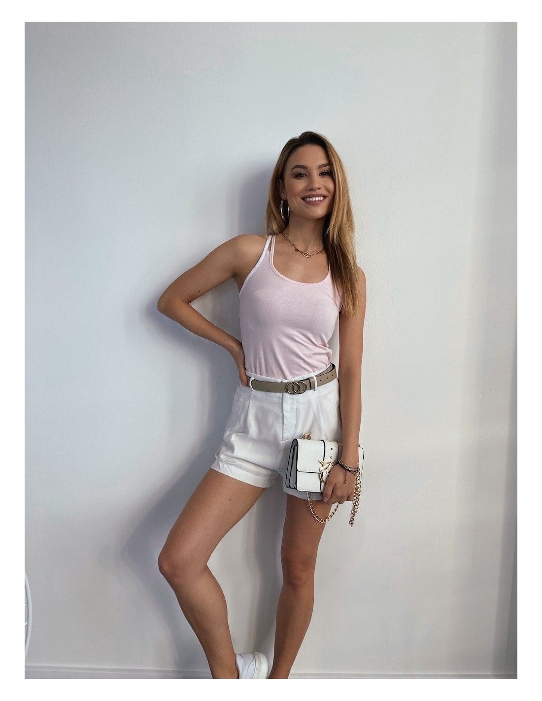 Summer top with thin straps, light pink 9949 - Online store - Boutique